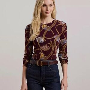 Ralph Lauren
Women's Belting-Print Cotton Long-Sleeve Tee